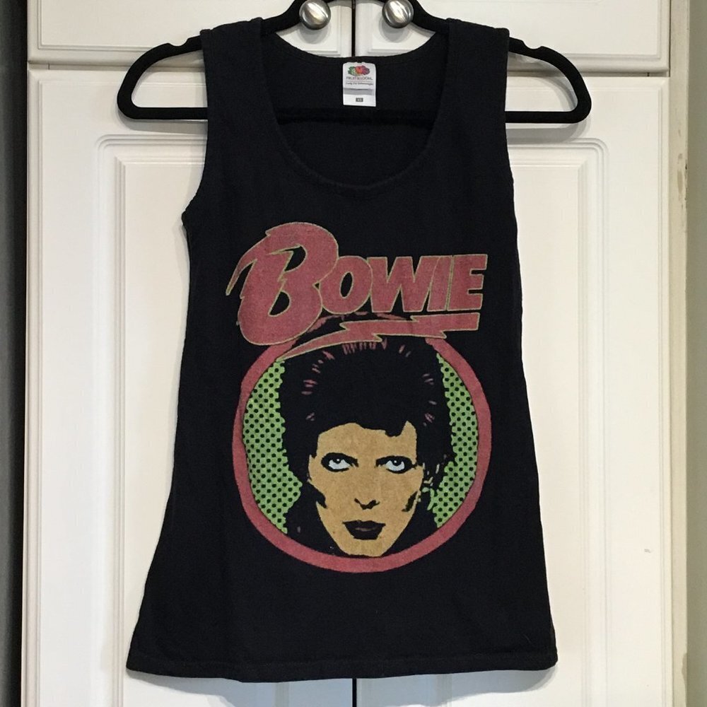 David Bowie Black Graphic Tank Top
